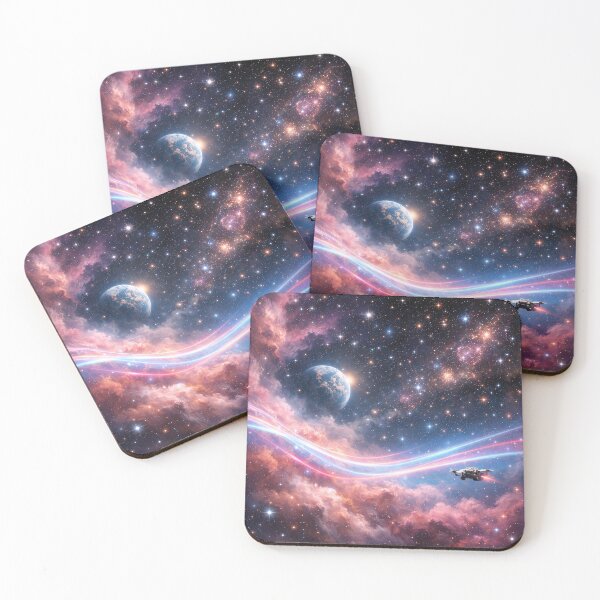 Item preview, Futuristic Spaceship Flying Through Colorful Galaxy designed and sold by ImaginingNebulae.