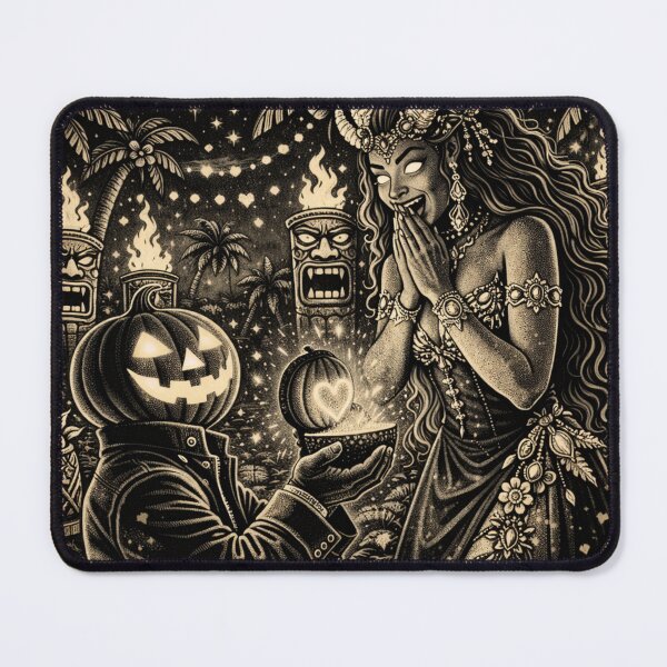 Item preview, Headless Horseman Tiki Demon Proposal – Noir Scratchboard Valentine Fantasy Art designed and sold by TheHorsemanRidesAgain.