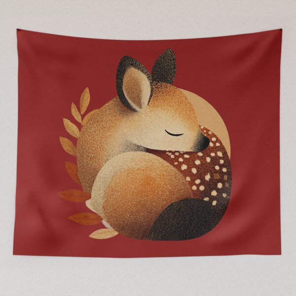 Item preview, Sleeping fawn – Cute woodland animal in a cozy style designed and sold by Meiersbeste.