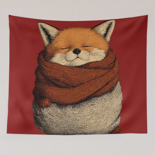 Item preview, Sleeping fox cub – Cute fox in a warm, cuddly style designed and sold by Meiersbeste.