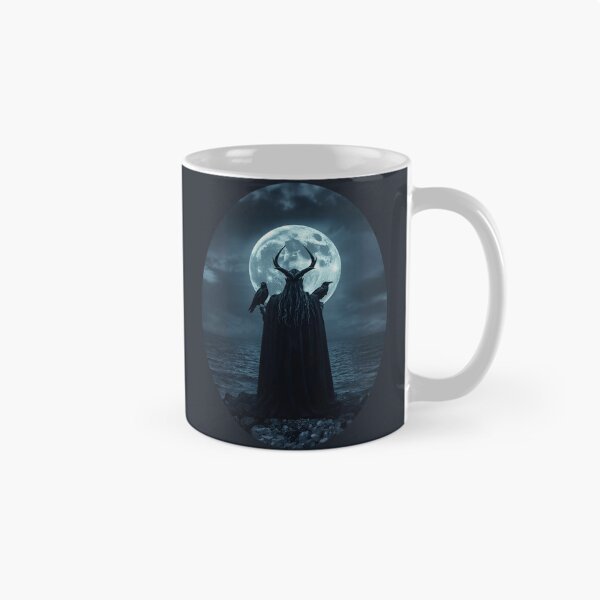 Artikelvorschau, Odin mit Huginn und Muninn und dem Vollmond entworfen und verkauft von The Digital Collaboration .