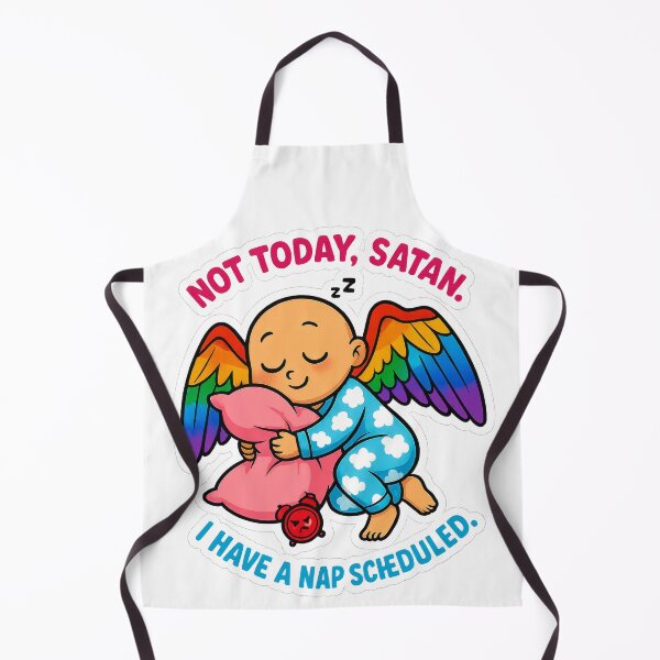 Item preview, Not Today Satan – Cute Sleepy Angel Off Duty with Pillow and Evil Alarm Clock designed and sold by Gantchikovart.