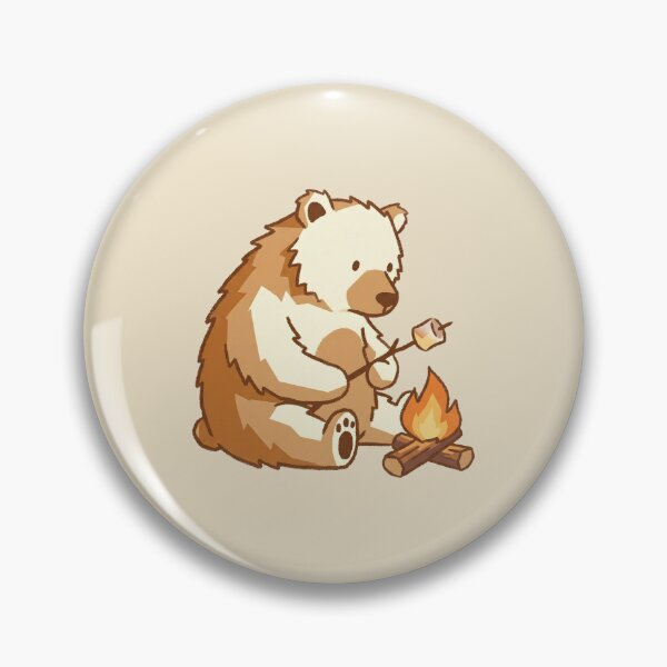 Item preview, Cute Camping Bear Roasting Marshmallow, Outdoor Adventure Cartoon designed and sold by Magnificent Lizard.