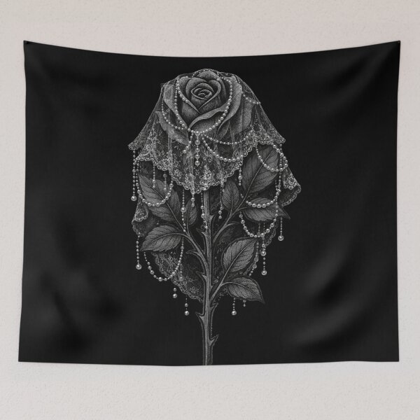 Item preview, Veiled Rose with Pearls – Gothic Botanical Floral Art designed and sold by Mouraludia.
