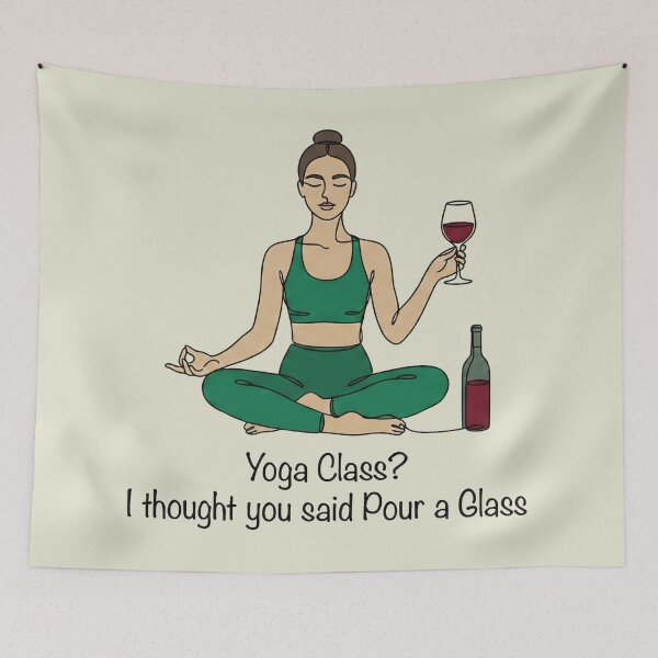 Item preview, Funny Yoga and Wine Lover Gift - Pour a Glass Line Art designed and sold by AgingeR.