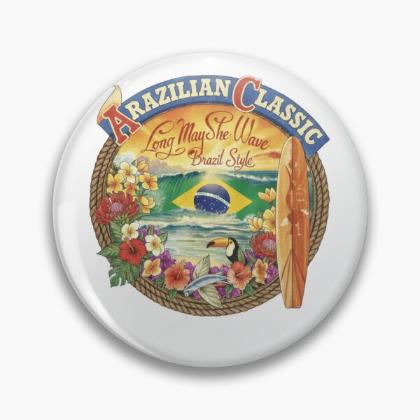 Item preview, Brazilian Classic Surf Art - Retro Brazil Flag, Toucan & Hibiscus Tropical Design designed and sold by Deviantfant.