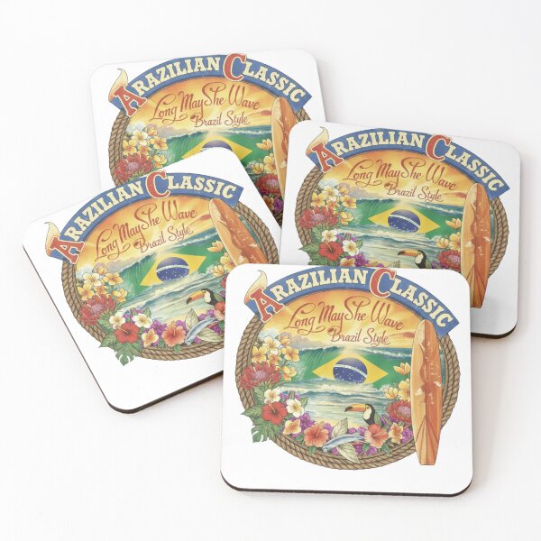 Item preview, Brazilian Classic Surf Art - Retro Brazil Flag, Toucan & Hibiscus Tropical Design designed and sold by Deviantfant.