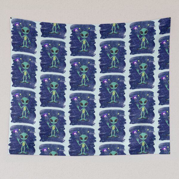 Item preview, Pulled the Friendly Neon Blue Space Alien designed and sold by ValeriValera.