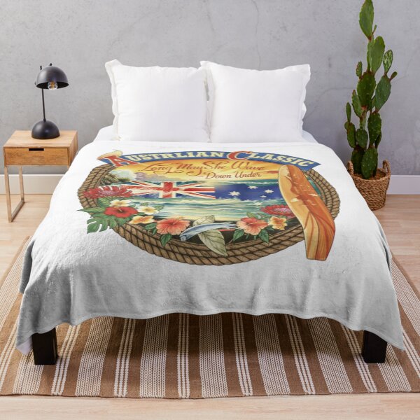 Item preview, Australian Classic Surf Art - Retro Australia Flag, Tropical Flowers & Beach Sun designed and sold by Deviantfant.