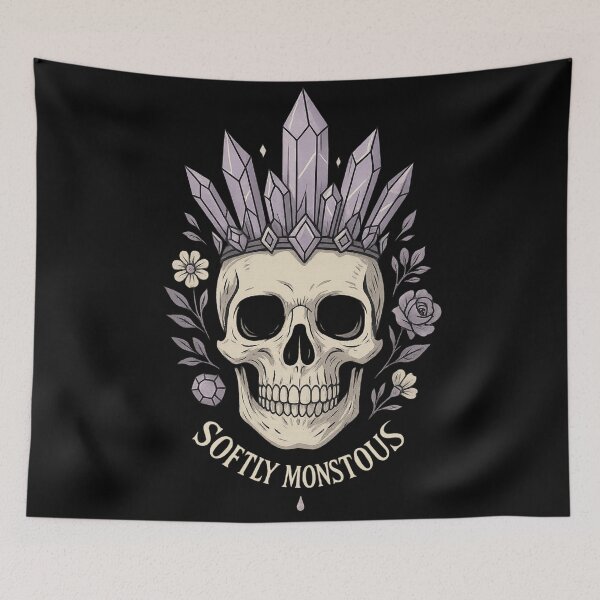 Item preview, Softly Monstrous Skull with Crystal Crown – Gothic Fantasy designed and sold by Mouraludia.