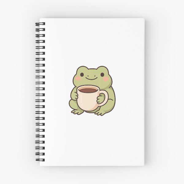 Item preview, Rana adorable con café: diseño de taza y pegatina de rana kawaii designed and sold by CalmCraft Art.