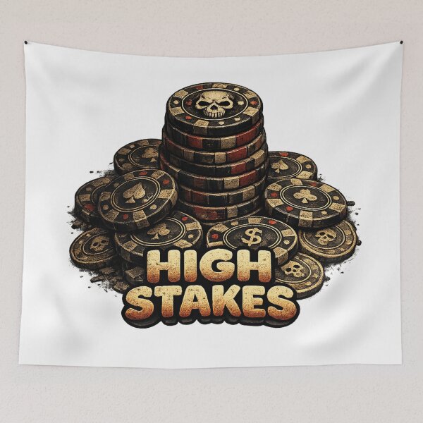 Item preview, High Stakes Poker - Vintage Casino Skull Chips Design designed and sold by Gletschie.