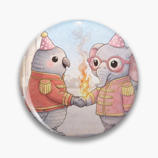 Item preview, Classic Rock Handshake wiith a Parrot and an Elephant in Party Clothes designed and sold by MBPrints123.