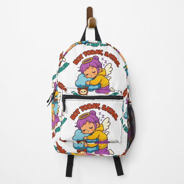 Item preview, A cute and funny “Not Today, Satan” design for everyone whose only real plan today is to nap. This artwork features a chibi-style angel with purple hair and a golden halo, wearing a bright yellow hoodie and purple pajama pants with stars. The angel is fa designed and sold by Gantchikovart.