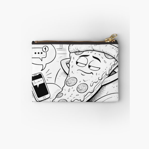 Item preview, Ignoring Texts Pizza – Cozy Couch Potato Mood Doodle (Black & White) designed and sold by ComedyInkFactor.