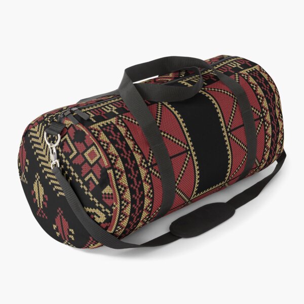 Item preview, Palestinian Tatreez Embroidery Art Design Red Gold on Black designed and sold by Hurriyyatee.
