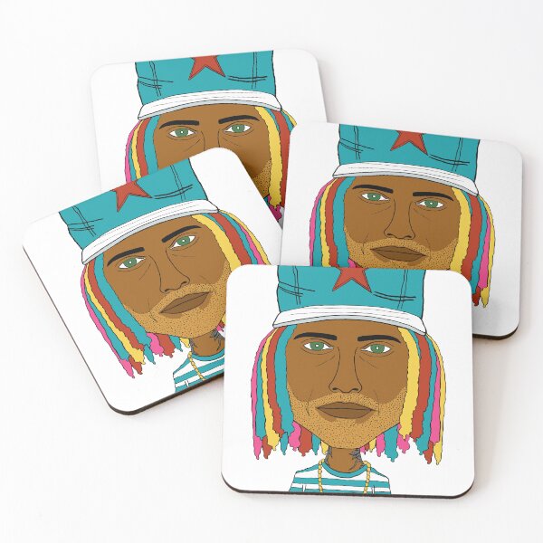 Item preview, Altboy - Rainbow Dreads Rap King Portrait - Colorful Locs Hip Hop Illustration. designed and sold by Eric Sintès.