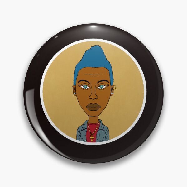 Item preview, Altgirl - Beautiful Afro Tomboy with Blue Mohawk, Ankh & Green Eyes. Circle Edition. designed and sold by Eric Sintès.
