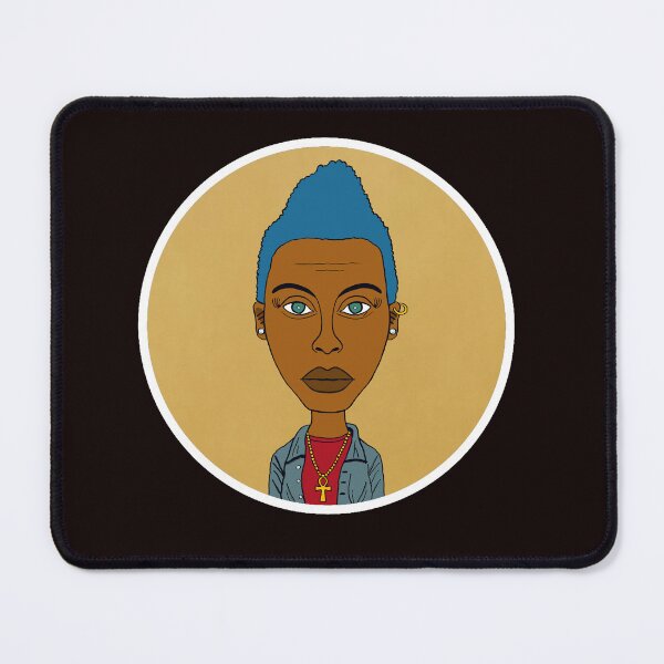 Item preview, Altgirl - Beautiful Afro Tomboy with Blue Mohawk, Ankh & Green Eyes. Circle Edition. designed and sold by Eric Sintès.