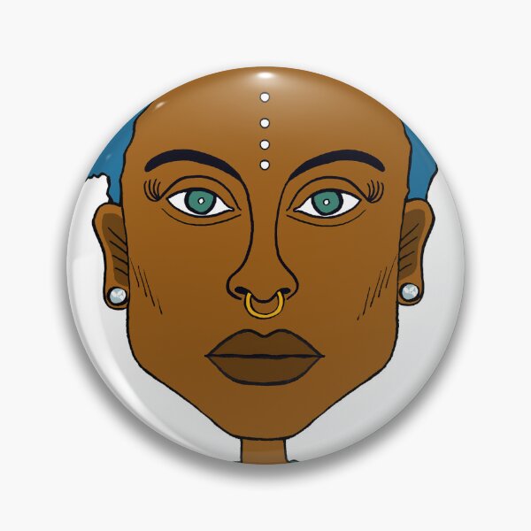 Item preview, Chica alternativa - Afro-Queer tribal con destellos estelares: mohicano azul y lunares blancos. Ilustración. designed and sold by Eric Sintès.