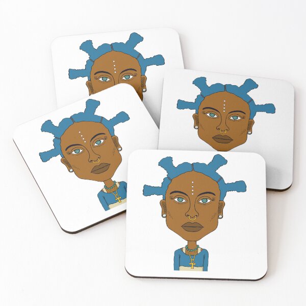 Item preview, Altgirl - Tribal Starburst Afro Queer – Blue Mohawk & White Dots. Illustration. designed and sold by Eric Sintès.