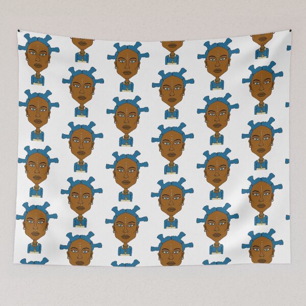 Item preview, Altgirl - Tribal Starburst Afro Queer – Blue Mohawk & White Dots. Illustration. designed and sold by Eric Sintès.