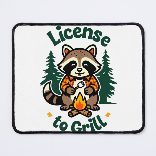 Item preview, License to Grill – Cute Camping Raccoon Campfire designed and sold by Blassstein.