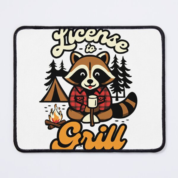 Item preview, Camping Raccoon with Marshmallow – Funny License to Grill Design designed and sold by Blassstein.