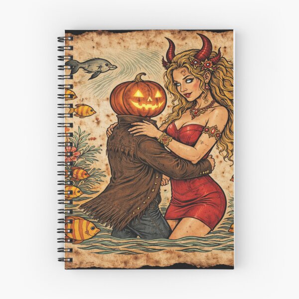 Item preview, Headless Horseman Ocean Embrace With Demon Muse – Vintage Fantasy Art designed and sold by TheHorsemanRidesAgain.