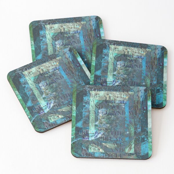 Item preview, Green and Blue Underwater Depth Digital Collage designed and sold by Swan and Raven Studio.