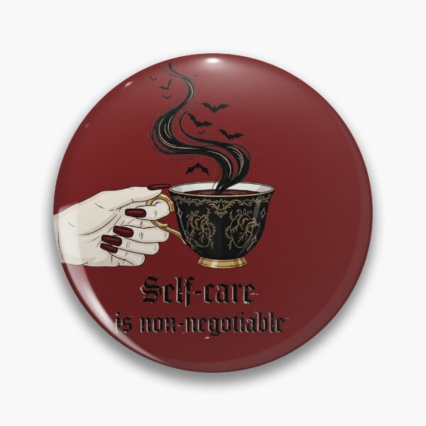 Item preview, Gothic Self-Care Teacup – "Self-care is non-negotiable" – Vamp Romantic Bat Steam Art designed and sold by Design_Your_Day.