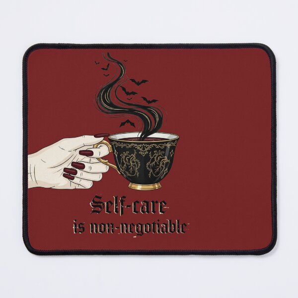 Item preview, Gothic Self-Care Teacup – "Self-care is non-negotiable" – Vamp Romantic Bat Steam Art designed and sold by Design_Your_Day.