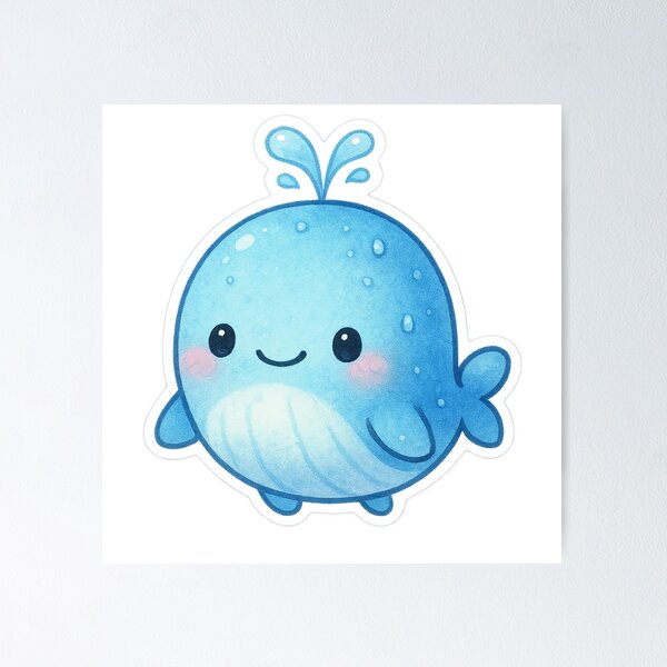 Artikelvorschau, Cute Dreamy Whale Sticker entworfen und verkauft von StickMint.
