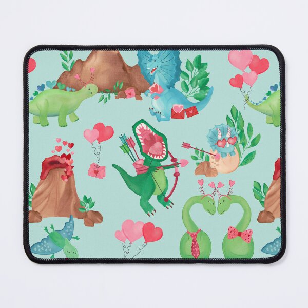 Aperçu de l'œuvre Dinosaure aquarelle vert Saint-Valentin créée et vendue par SamAnnDesigns.