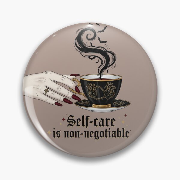 Item preview, Gothic Self-Care Teacup – "Self-care is non-negotiable" – Vamp Romantic Bat Steam Art designed and sold by Design_Your_Day.