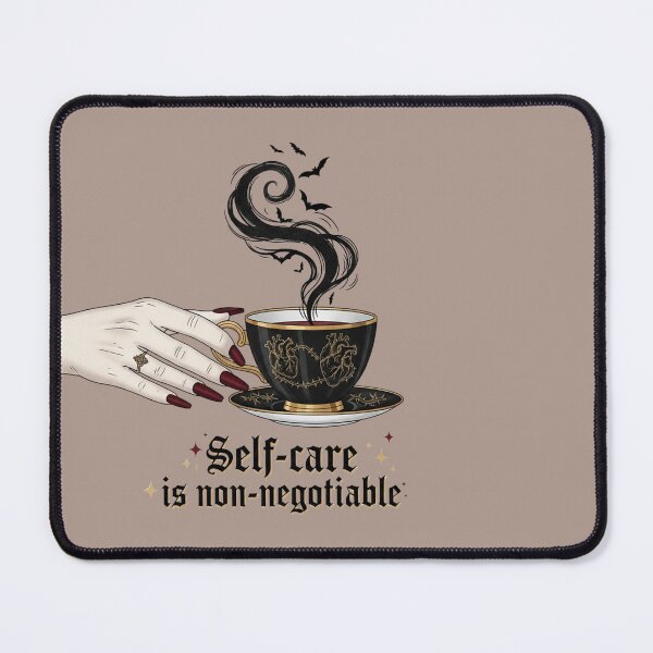 Item preview, Gothic Self-Care Teacup – "Self-care is non-negotiable" – Vamp Romantic Bat Steam Art designed and sold by Design_Your_Day.