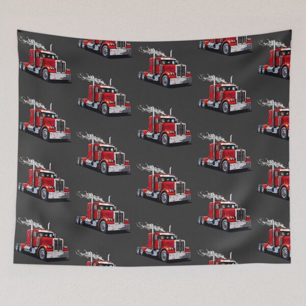 Item preview, Classic Red American Semi Truck with Flame Decals designed and sold by Rostislav Bouda.
