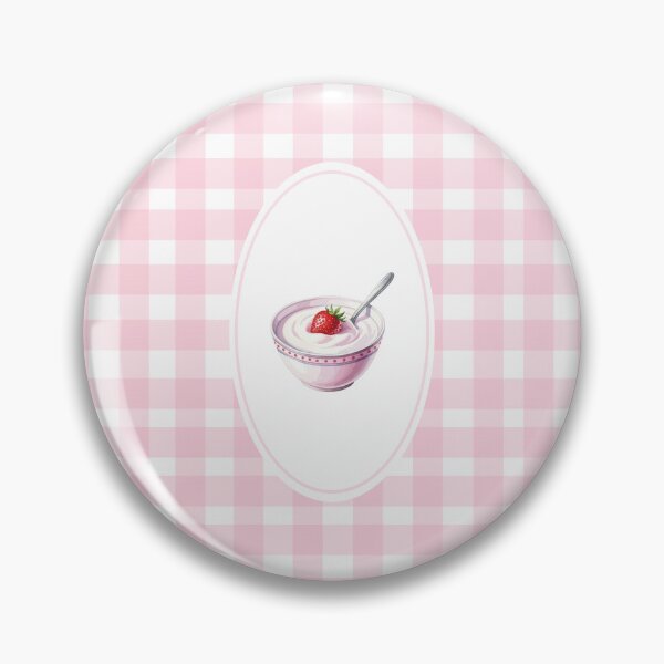 Item preview, Blush gingham yoghurt bowl print designed and sold by Zestypickles.