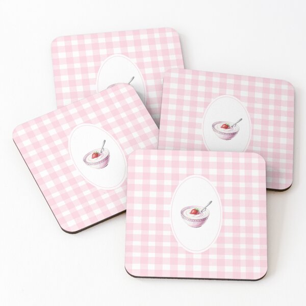 Item preview, Blush gingham yoghurt bowl print designed and sold by Zestypickles.
