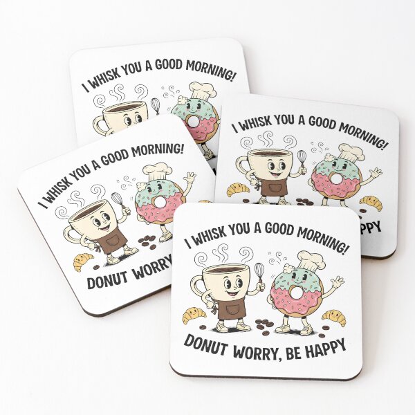 Item preview, Donut Worry Be Happy – Cute Coffee and Donut Morning Illustration designed and sold by Senkov.