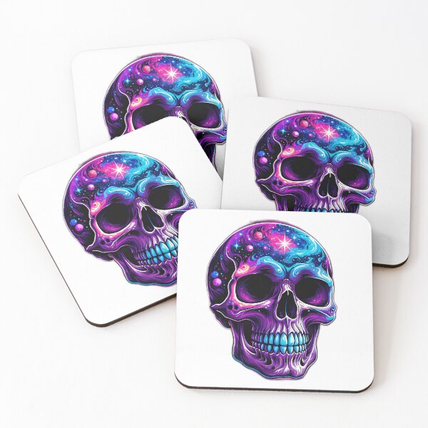 Item preview, Galactic Neon Skull – Psychedelic Space Death Art Print designed and sold by Blassstein.