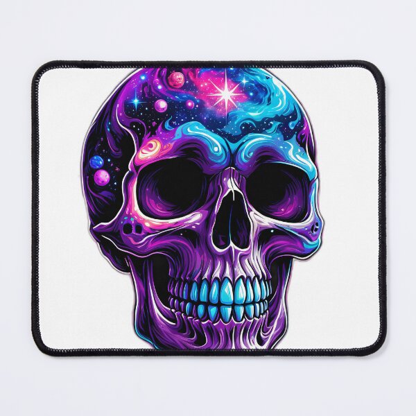 Item preview, Galactic Neon Skull – Psychedelic Space Death Art Print designed and sold by Blassstein.