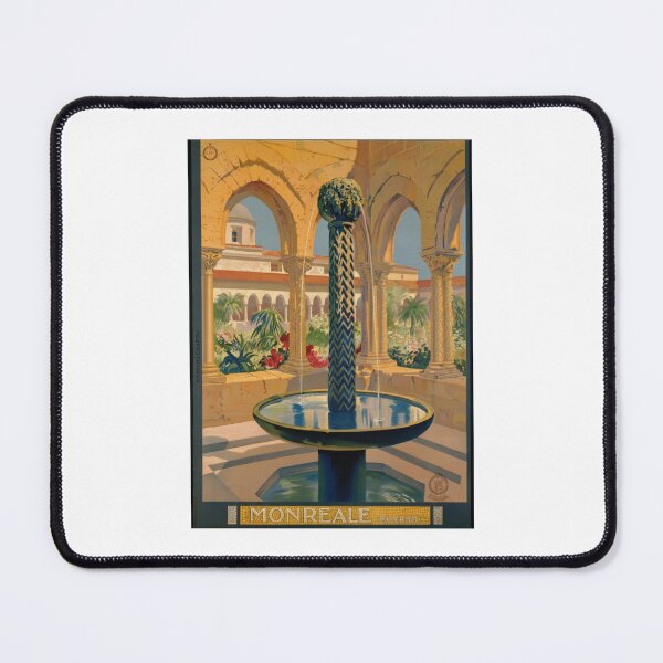 Item preview, Vintage Travel Poster: The Fountain of the Monreale Cloister, Sicily designed and sold by CharlieDesings.