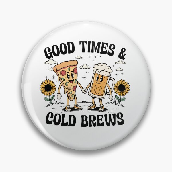 Item preview, Good Times & Cold Brews – Funny Pizza and Beer Friends Illustration designed and sold by Senkov.