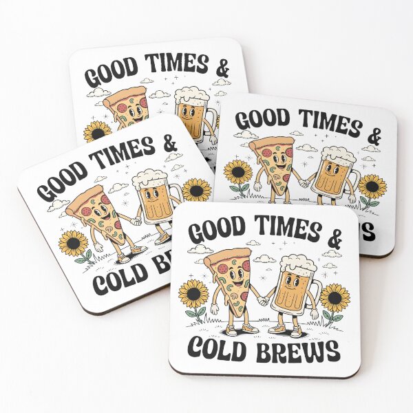 Item preview, Good Times & Cold Brews – Funny Pizza and Beer Friends Illustration designed and sold by Senkov.
