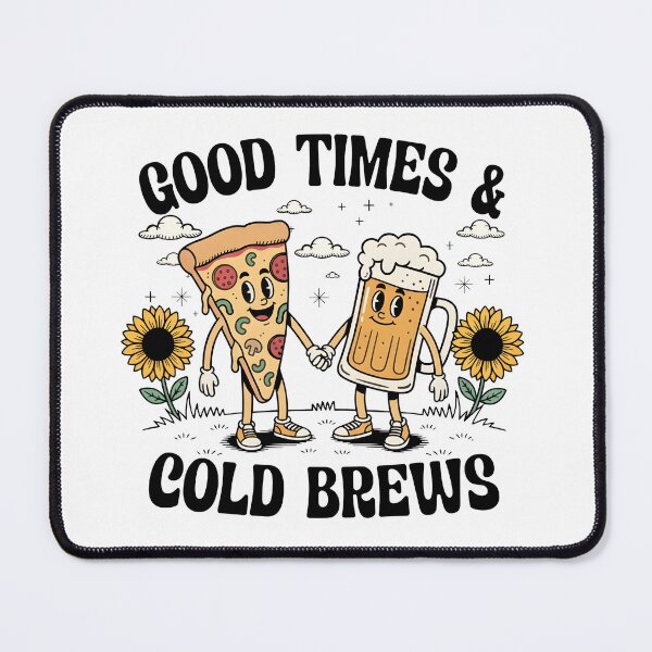 Item preview, Good Times & Cold Brews – Funny Pizza and Beer Friends Illustration designed and sold by Senkov.