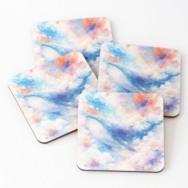 Item preview, Pastel Watercolor Whale with Clouds Illustration designed and sold by RsomKhan.