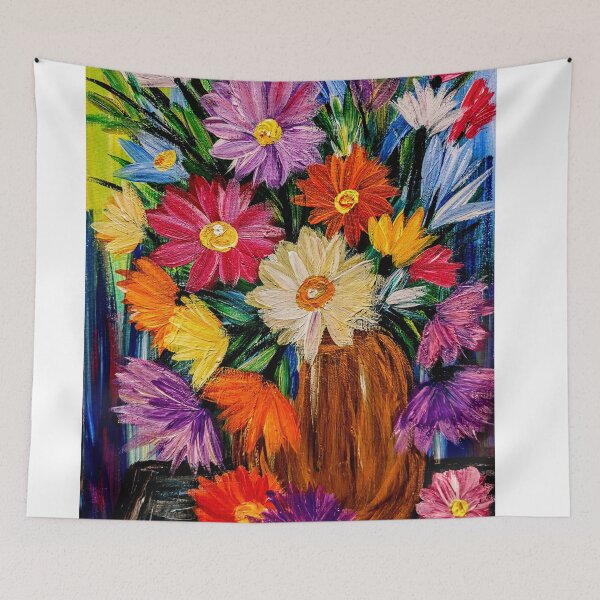 Item preview, Ramo de flores silvestres vibrantes: pintura floral con textura de impasto acrílico designed and sold by kkartwork.