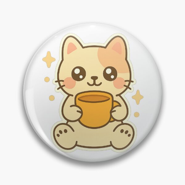 Item preview, Super Cute Cat With Coffee – Kawaii Kitty Sticker Design designed and sold by CalmCraft Art.
