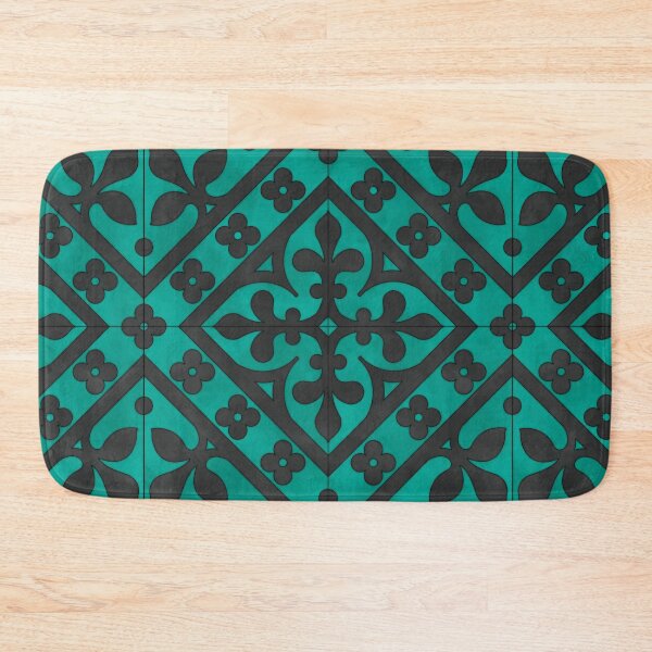 Item preview, Copy of Fleur De Lis Floral Gothic Tile Reproduction (Teal and Black) designed and sold by MadeByGeeClowes.
